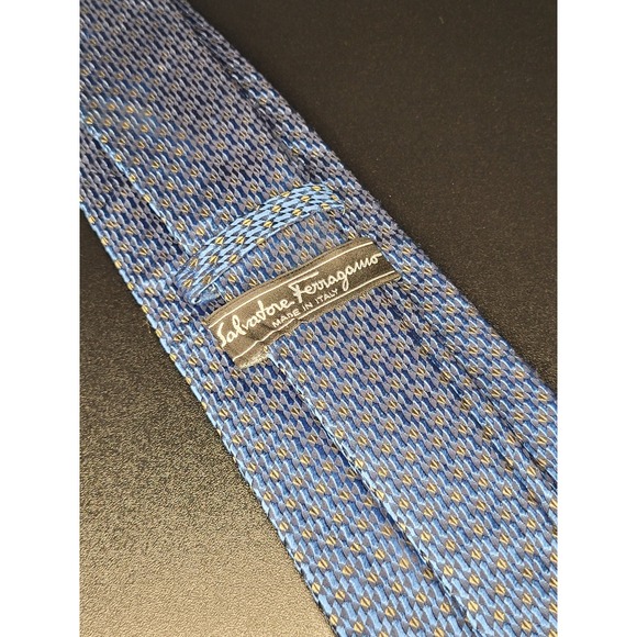 Salvatore Ferragamo Other - Salvatore Ferragamo Mens Silk Tie Blue Yellow Geometric Made in Italy